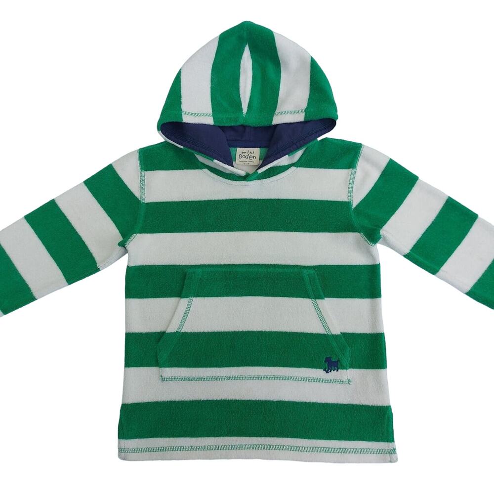Mini Boden striped towelling hoodie coverup